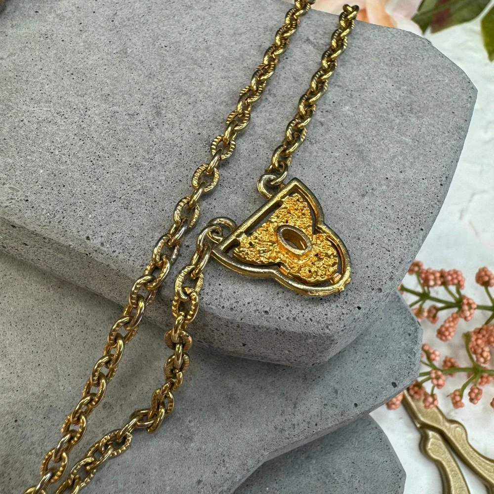 Vintage Gold Tone Multi Strand Chain Belt Long Wrap Necklace Textured Heart 48